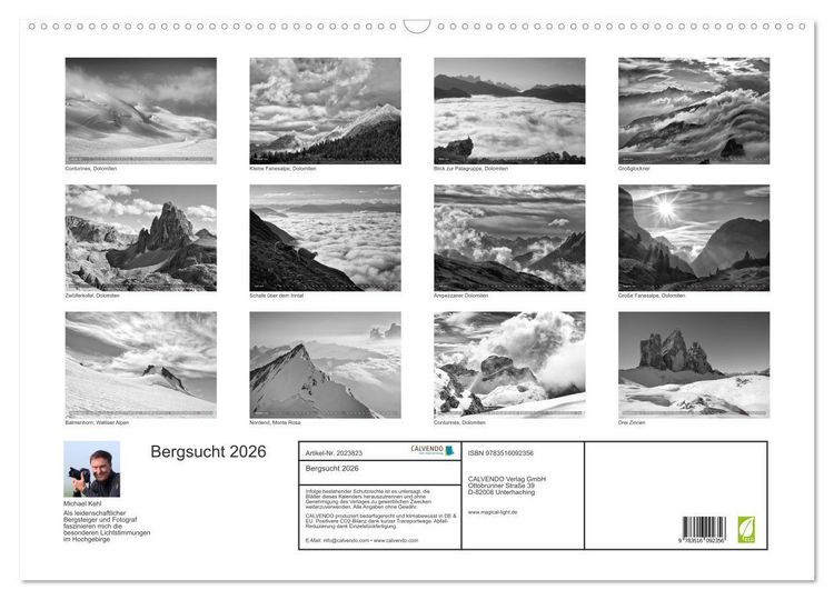 Produktbild: Bergsucht 2026 (Wandkalender 2026 DIN A2 quer), CALVENDO Monatskalender