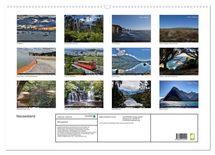 Produktbild: Neuseeland (Wandkalender 2026 DIN A2 quer), CALVENDO Monatskalender