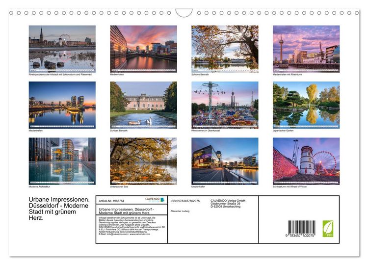 Produktbild: Urbane Impressionen. D&uuml;sseldorf - Moderne Stadt mit gr&uuml;nem Herz. (Wandkalender 2026 DIN A3 quer), CALVENDO Monatskalender