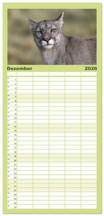Produktbild: Familienplaner 2026 - Wildlife S&uuml;damerika mit 5 Spalten (Wandkalender, 21 x 45 cm) CALVENDO