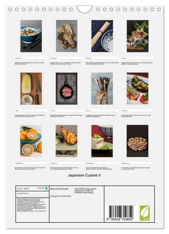 Produktbild: Japanese Cuisine II (Wandkalender 2026 DIN A4 hoch), CALVENDO Monatskalender