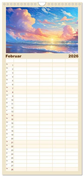 Produktbild: Familienplaner 2026 - Inspirierende Str&auml;nde mit 5 Spalten (Wandkalender, 21 x 45 cm) CALVENDO