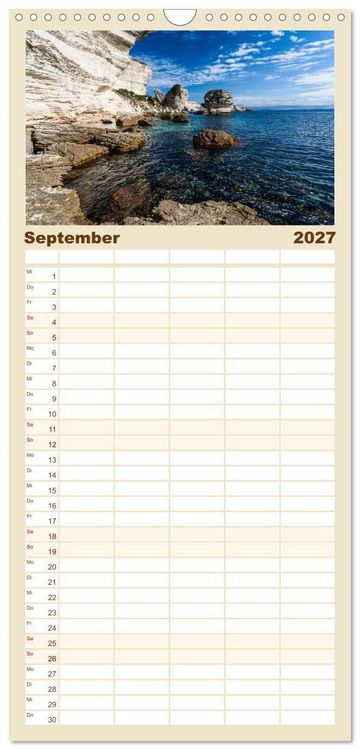 Produktbild: Familienplaner 2027 - Bonifacio. Korsika mit 5 Spalten (Wandkalender, 21 x 45 cm) CALVENDO