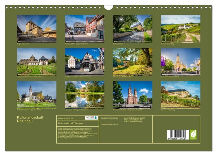 Produktbild: Kulturlandschaft Rheingau (Wandkalender 2026 DIN A3 quer), CALVENDO Monatskalender