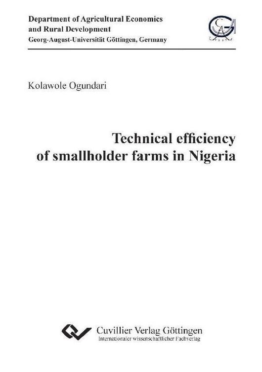 Produktbild: Technical efficiency of smallholder farms in Nigeria