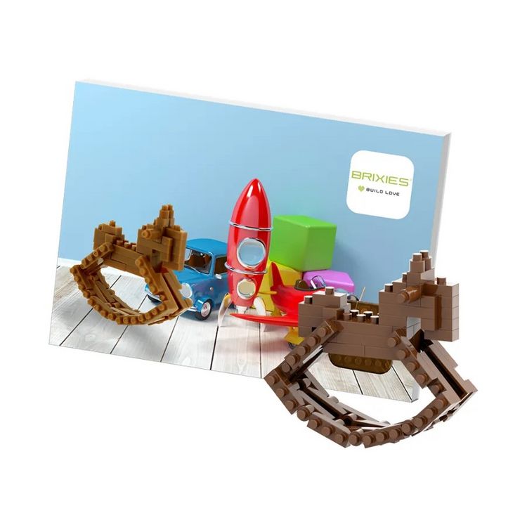 Produktbild: BRIXIES 220054 - Postkarte Schaukelpferd, 3D Konstruktionsbausatz aus Ministeinen, 70 Teile