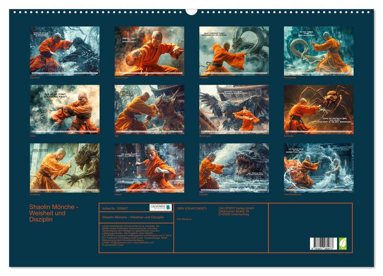 Produktbild: Shaolin M&ouml;nche - Weisheit und Disziplin (Wandkalender 2026 DIN A2 quer), CALVENDO Monatskalender