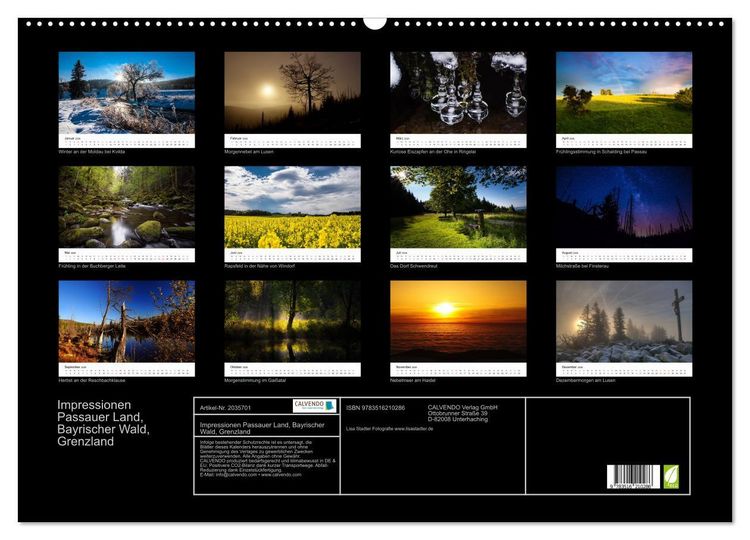 Produktbild: Impressionen Passauer Land, Bayrischer Wald, Grenzland (Wandkalender 2026 DIN A2 quer), CALVENDO Monatskalender
