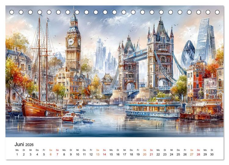 Produktbild: Stadtpoesie in sanften Farben (Tischkalender 2026 DIN A5 quer), CALVENDO Monatskalender