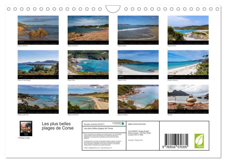 Produktbild: Les plus belles plages de Corse (Calendrier mural 2026 DIN A4 vertical), CALVENDO calendrier mensuel