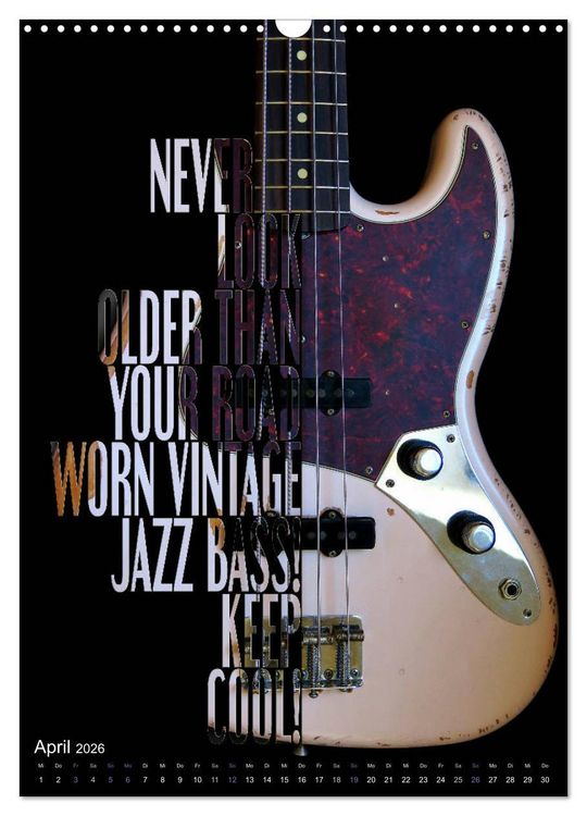 Produktbild: Rockgitarren Textposter (Wandkalender 2026 DIN A3 hoch), CALVENDO Monatskalender