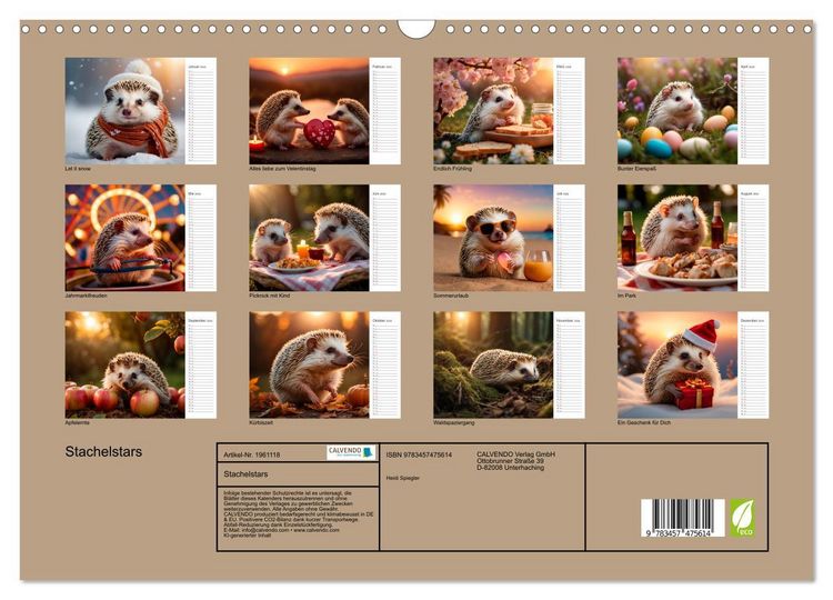 Produktbild: Stachelstars (Wandkalender 2026 DIN A3 quer), CALVENDO Monatskalender
