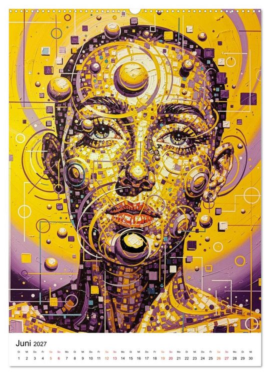 Produktbild: Abstracts - Fragmente der Zeit - Auf der Suche nach Menschlichkeit im Datenstrom (Wandkalender 2027 DIN A2 hoch), CALVENDO Monatskalender