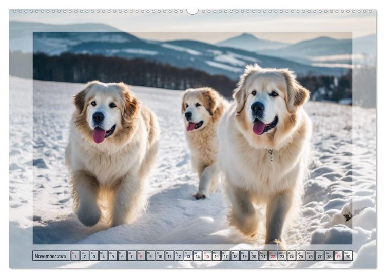Produktbild: Majest&auml;tische Pyren&auml;en Berghunde (hochwertiger Premium Wandkalender 2026 DIN A2 quer), Kunstdruck in Hochglanz