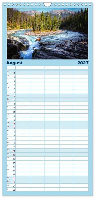 Produktbild: Familienplaner 2027 - Kanadas Rocky Mountains: Zwischen Gipfeln & glasklaren Seen mit 5 Spalten (Wandkalender, 21 x 45 cm) CALVENDO