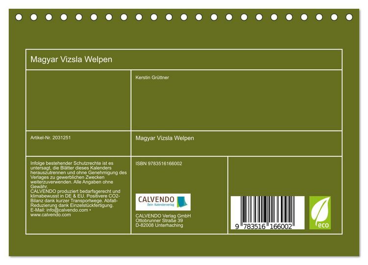 Produktbild: Magyar Vizsla Welpen (Tischkalender 2026 DIN A5 quer), CALVENDO Monatskalender