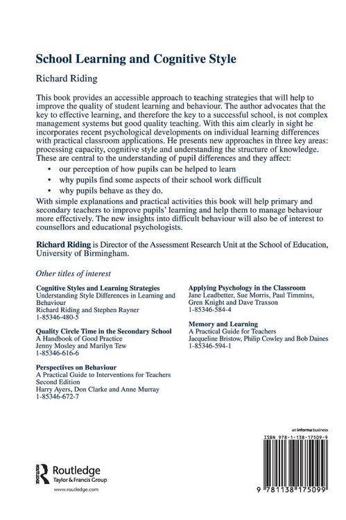 Produktbild: School Learning and Cognitive Styles