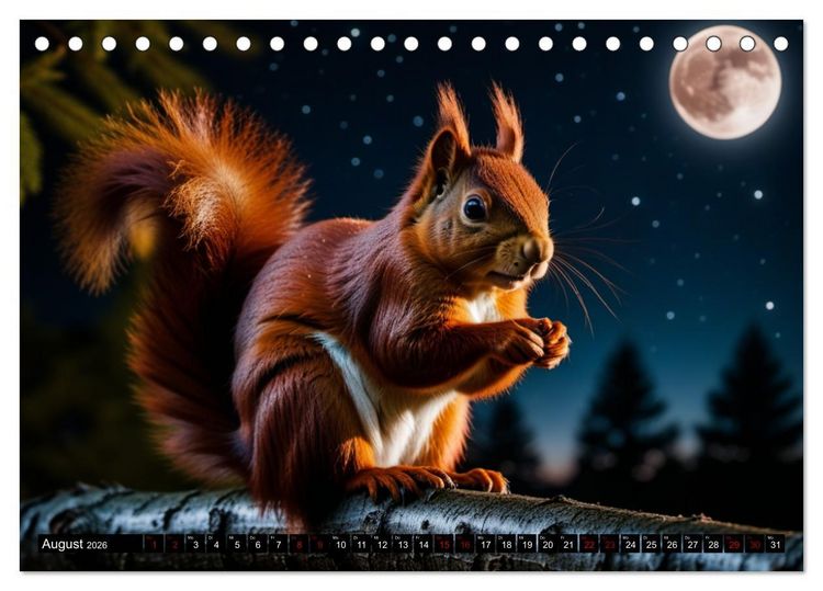 Produktbild: Rote Eichh&ouml;rnchen - zauberhaft anders mit KI (Tischkalender 2026 DIN A5 quer), CALVENDO Monatskalender