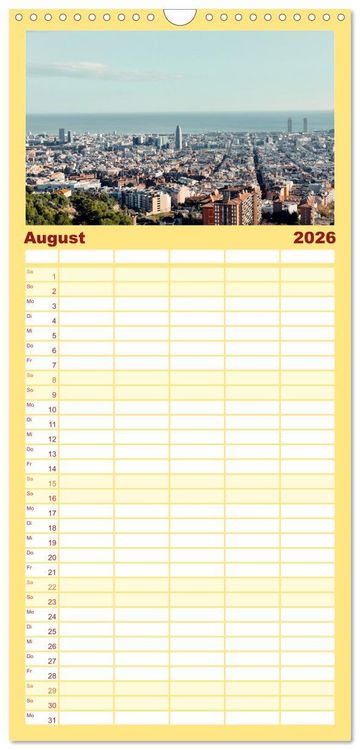 Produktbild: Familienplaner 2026 - Barcelona - Die wundersch&ouml;ne Hauptstadt Kataloniens. mit 5 Spalten (Wandkalender, 21 x 45 cm) CALVENDO
