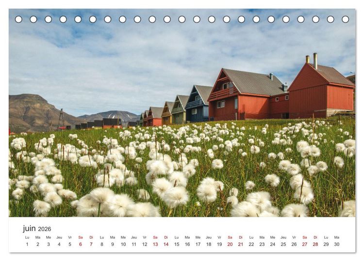 Produktbild: L'&eacute;t&eacute; sur les &icirc;les Svalbard (Calendrier de bureau 2026 DIN A5 vertical), CALVENDO calendrier mensuel