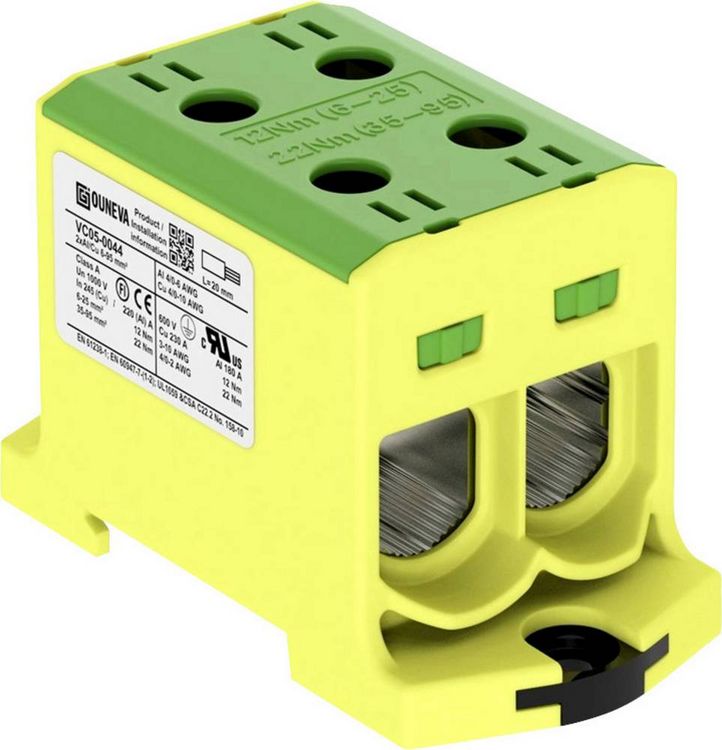Produktbild: Ouneva Group VC05-0044 Verteilerblock Schrauben Gelb-Gr&uuml;n 1St.