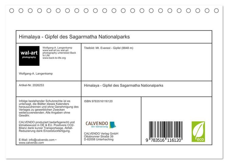 Produktbild: Himalaya - Gipfel des Sagarmatha Nationalparks (Tischkalender 2026 DIN A5 quer), CALVENDO Monatskalender