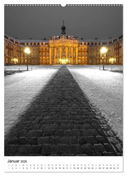 Produktbild: M&uuml;nster - erstrahlt bei Nacht (Wandkalender 2026 DIN A2 hoch), CALVENDO Monatskalender