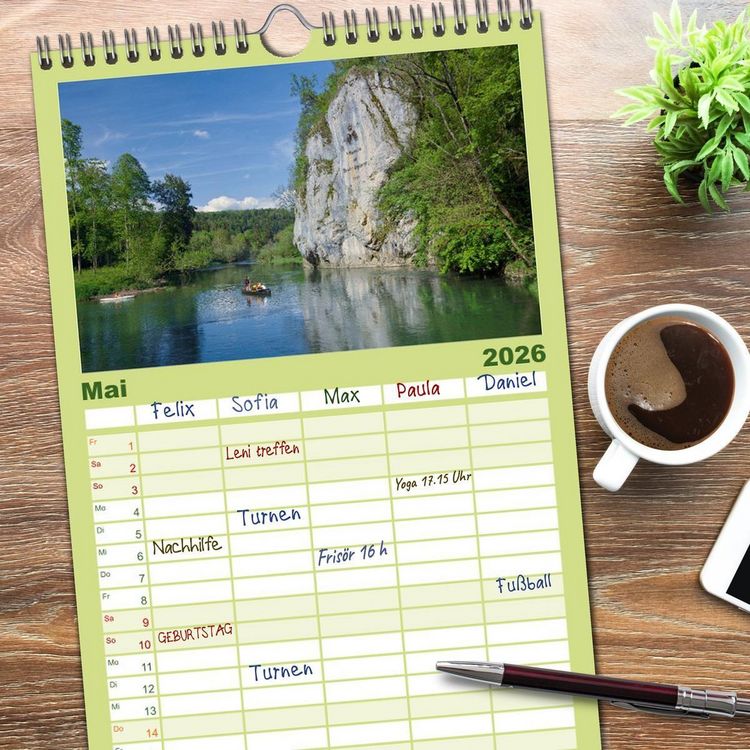 Produktbild: Familienplaner 2026 - Gro&szlig;e Landschaft Obere Donau mit 5 Spalten (Wandkalender, 21 x 45 cm) CALVENDO