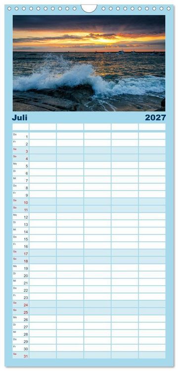 Produktbild: Familienplaner 2027 - Faszination Meer und Wolken mit 5 Spalten (Wandkalender, 21 x 45 cm) CALVENDO