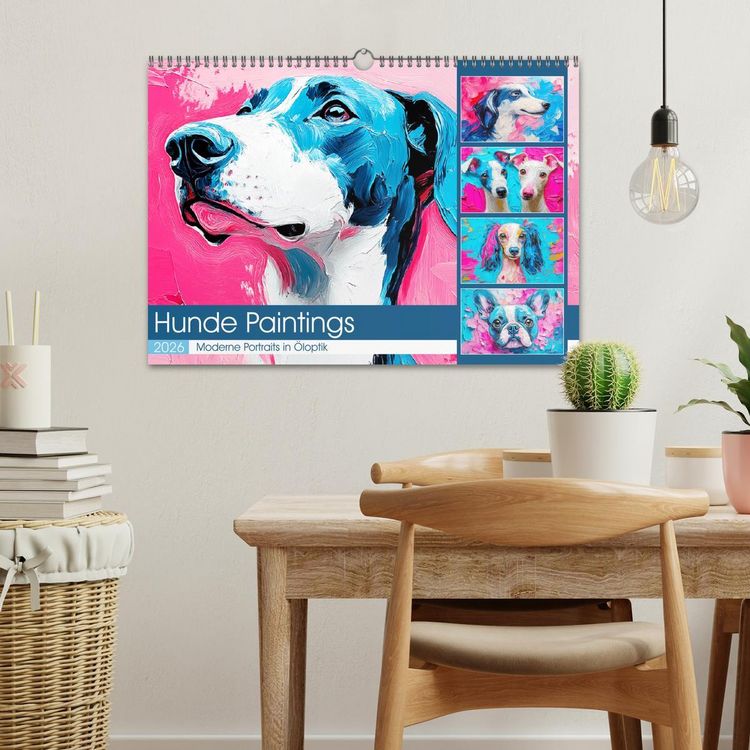 Produktbild: Hunde Paintings. Moderne Portraits in &Ouml;loptik (Wandkalender 2026 DIN A3 quer), CALVENDO Monatskalender