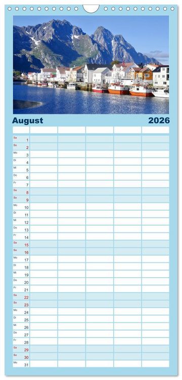 Produktbild: Familienplaner 2026 - Norwegen - Unterwegs auf den Lofoten mit 5 Spalten (Wandkalender, 21 x 45 cm) CALVENDO