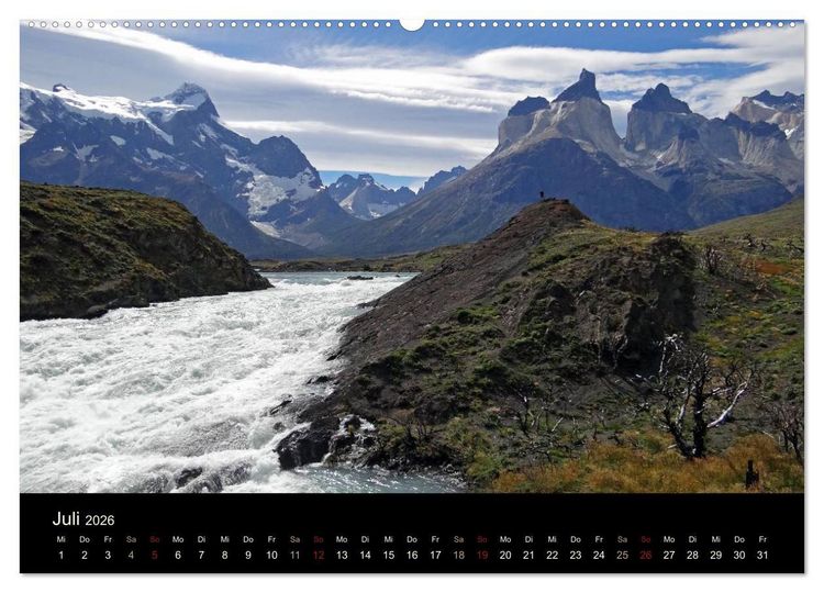 Produktbild: Im Nationalpark Torres del Paine (Chile) (hochwertiger Premium Wandkalender 2026 DIN A2 quer), Kunstdruck in Hochglanz