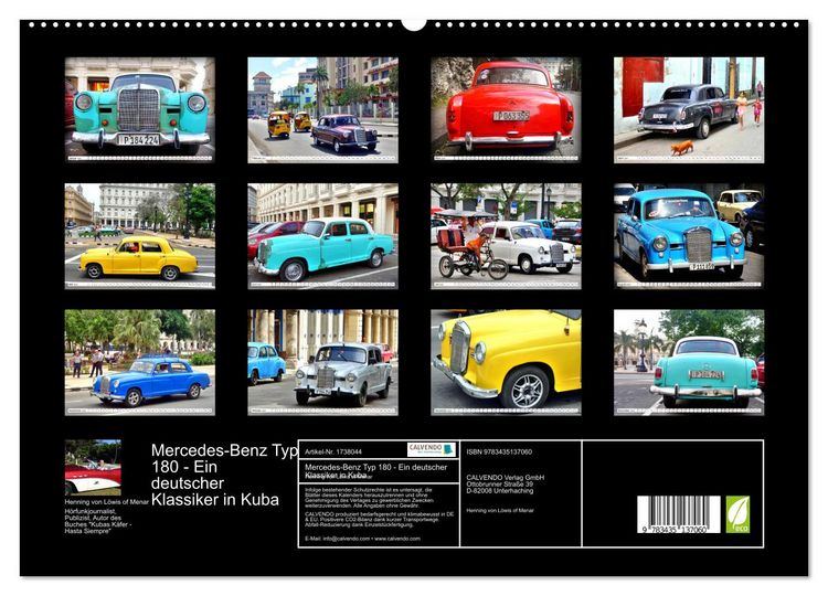 Produktbild: Mercedes-Benz Typ 180 - Ein deutscher Klassiker in Kuba (hochwertiger Premium Wandkalender 2025 DIN A2 quer), Kunstdruck in Hochglanz