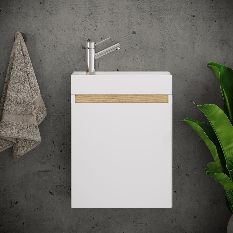 Produktbild: 2 tlg. H&auml;ngeschrank G&auml;ste-WC Waschbecken Softclose Cosila