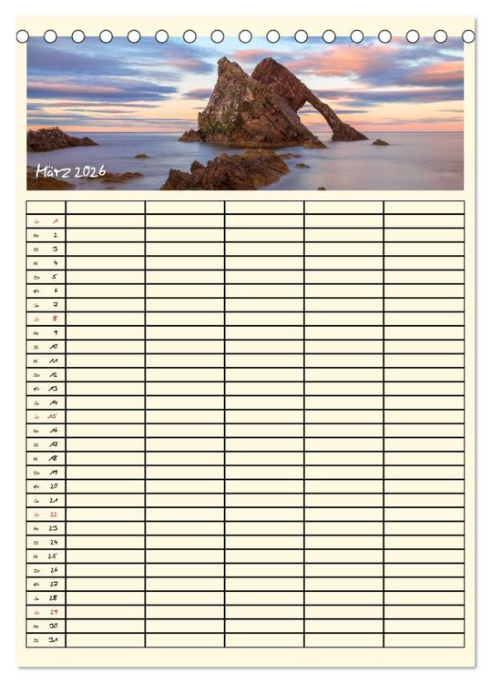 Produktbild: Urlaubsparadiese - Familienplaner (Tischkalender 2026 DIN A5 hoch), CALVENDO Monatskalender