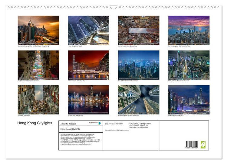 Produktbild: Hong Kong Citylights (Wandkalender 2026 DIN A2 quer), CALVENDO Monatskalender