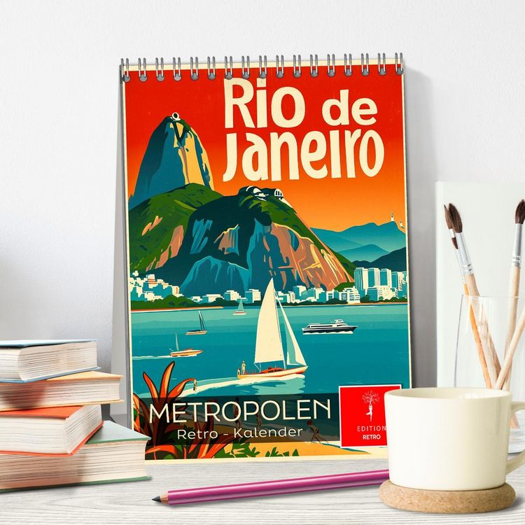 Produktbild: Metropolen Retro-Kalender (Tischkalender 2026 DIN A5 hoch), CALVENDO Monatskalender