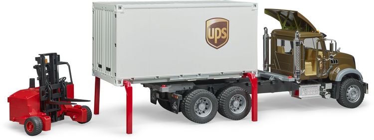 Produktbild: Bruder 02828 MACK Granite UPS Logistik-LKW mit Mitnahmestapler