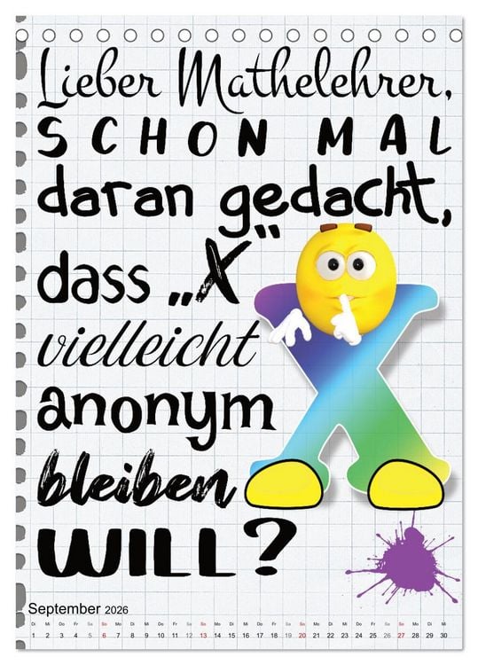 Produktbild: Sch&uuml;ler-Spr&uuml;che (Tischkalender 2026 DIN A5 hoch), CALVENDO Monatskalender