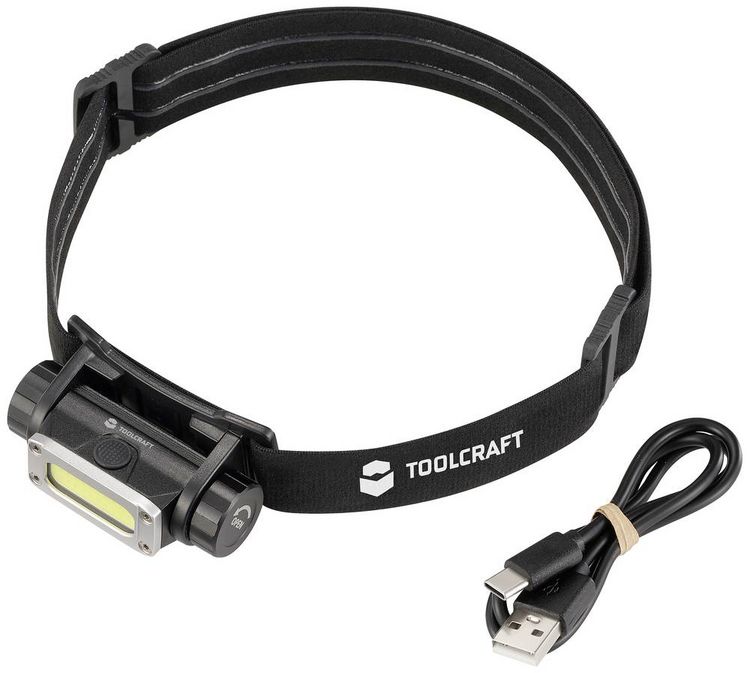 Produktbild: TOOLCRAFT TO-9469515 COB LED Stirnlampe Li-Ionen Akkus 450lm 13h TO-9469515