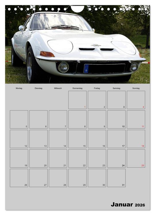 Produktbild: Opel GT Terminplaner (Wandkalender 2026 DIN A4 hoch), CALVENDO Monatskalender