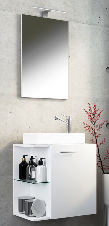 Produktbild: 3-tlg G&auml;ste WC Waschplatz Waschtisch Hausa Spiegel