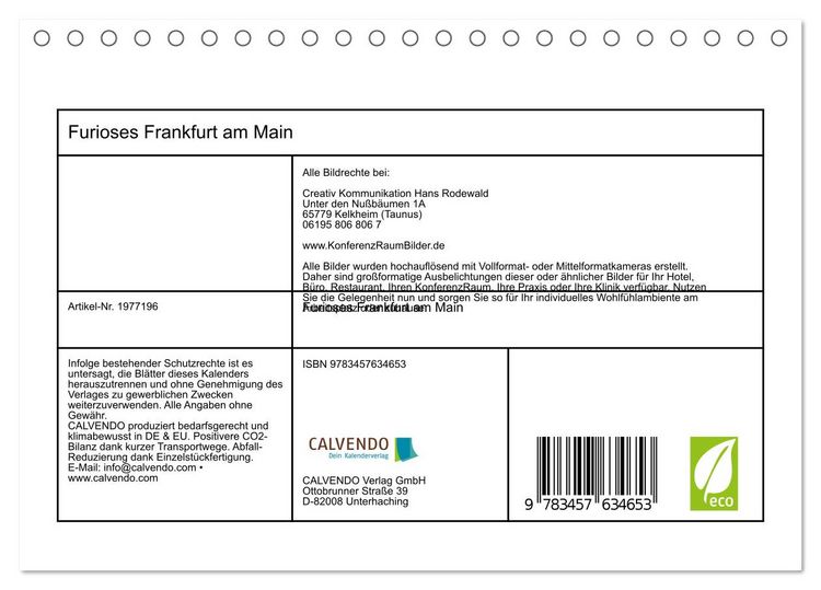 Produktbild: Furioses Frankfurt am Main (Tischkalender 2026 DIN A5 quer), CALVENDO Monatskalender
