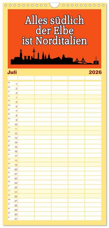 Produktbild: Familienplaner 2026 - Hamburger Schnack mit 5 Spalten (Wandkalender, 21 x 45 cm) CALVENDO