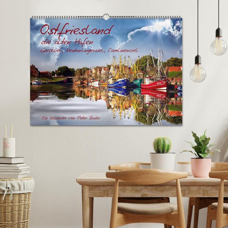 Produktbild: Ostfriesland, die alten H&auml;fen - Greetsiel, Neuharlingersiel, Carolinensiel (Wandkalender 2026 DIN A2 quer), CALVENDO Monatskalender