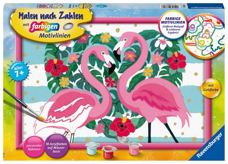 Produktbild: CreArt, Malen nach Zahlen Kinder - Liebenswerte Flamingos