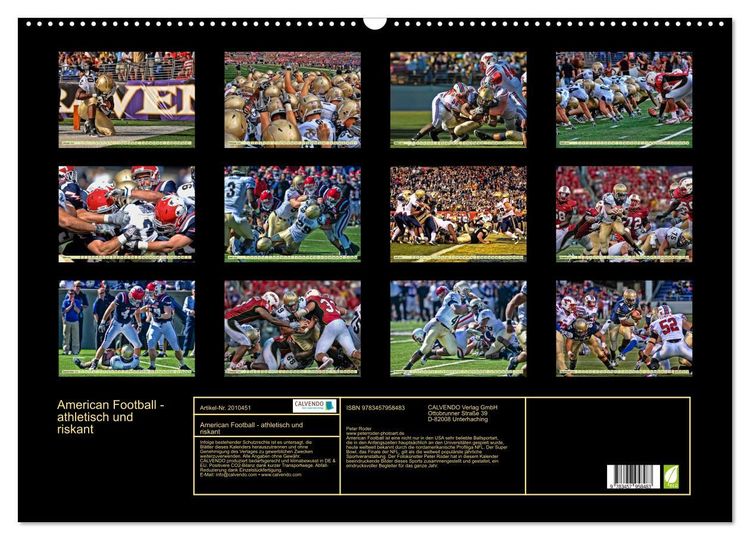 Produktbild: American Football - athletisch und riskant (Wandkalender 2026 DIN A2 quer), CALVENDO Monatskalender