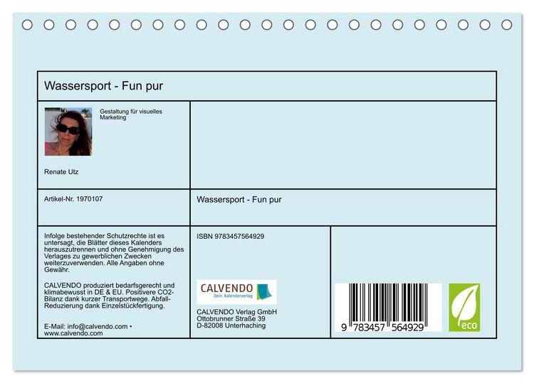 Produktbild: Wassersport - Fun pur (Tischkalender 2026 DIN A5 quer), CALVENDO Monatskalender