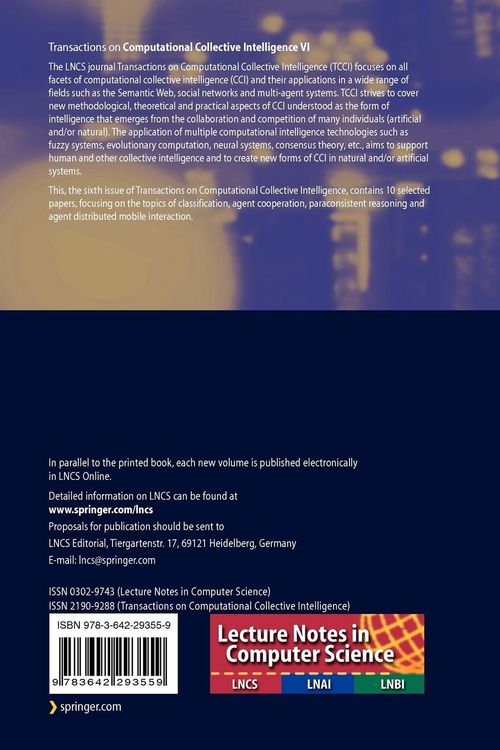 Produktbild: Transactions on Computational Collective Intelligence VI