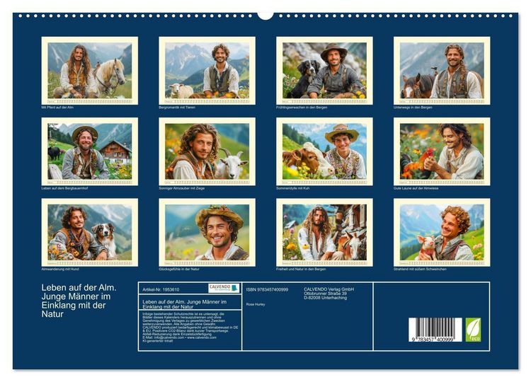 Produktbild: Leben auf der Alm. Junge M&auml;nner im Einklang mit der Natur (hochwertiger Premium Wandkalender 2026 DIN A2 quer), Kunstdruck in Hochglanz